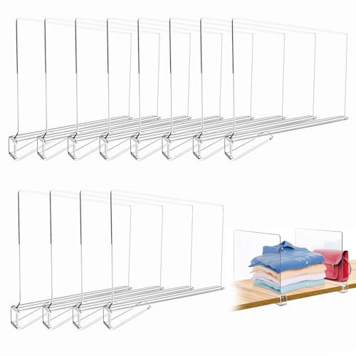 16 Stück Transparente Acryl Regal Wandregal, Multifunktionaler Regaltrenner, Verstellbarer Kleiderorganisator, für Closet Organizer Schränken die Aufbewahrung und Organisation