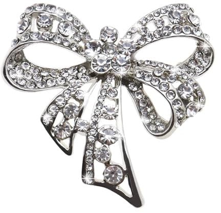 TeTupGa Rhinestone Bow Brooch Pin Women's Elegant Crystal Brooches Lapel Pins Sweater Dress Bag Fashion Jewelry Accessory Badge Pin for Wedding Birthday Party Christmas (bow pin)