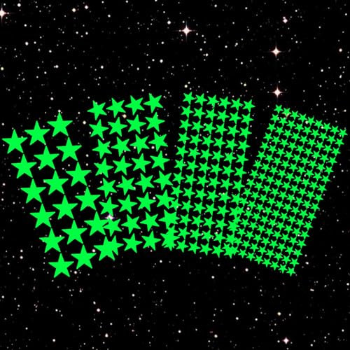 554 Selbstklebend Leuchtsterne Wandaufklebern,Leuchtende Sternenhimmel Aufkleber,Beruhigende Sternenhimmel Aufkleber,DIY-Wandaufkleber mit fluoreszierenden leuchtenden Sternen für Babys