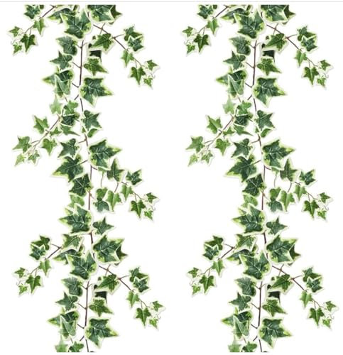 2 Pièces Lierre Artificiel Fausse Plante Artificielles Interieur Lierre Artificiel Interieur Liane Artificielle Faux Lierre Decoration Interieur Maison Plante Suspendue Deco Salon(blanc-vert)