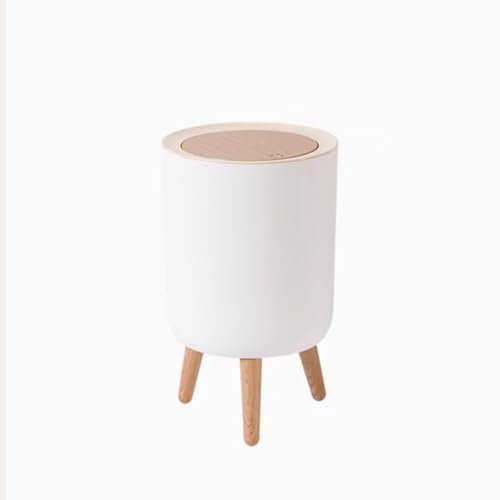 ATREDESES Papelera Bote De Basura Con Tapa for Cocina, Baño, Dormitorio, Sala De Estar, Tapa Abierta, Patas Altas 7L Papelera De Cocina