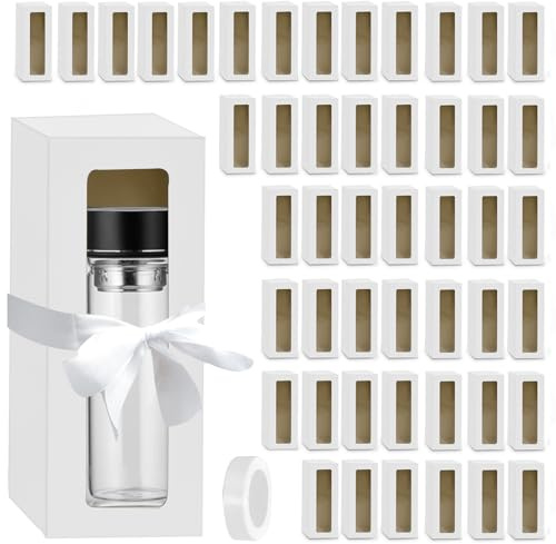 LECEHIVO 48 Pcs Gift Boxes for Sublimation Tumbler with Ribbon Tumblers Box with Window Transparent Exhibition Box for Gift Wrapping 12oz 20oz 30oz Blanks Heat Press Skinny Tumbler (White)