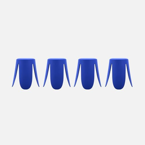 sweeek Set di 4 sgabelli impilabili Ecopelle, Niki, Blu, 44x44x46 cm