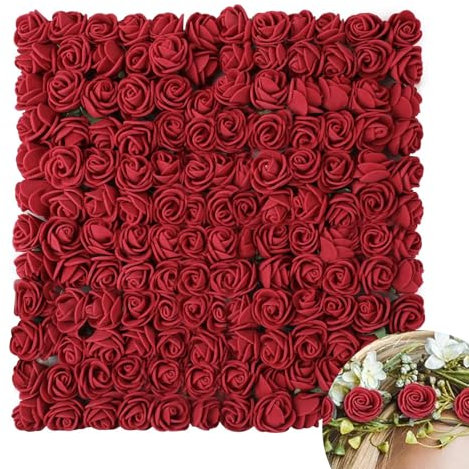 Nevoluxer 144PCS Rose Artificielle Rouge Foncé Rose Rouge Artificielle pour Décoration Mariage DIY Fête Saint Valentin – 2.5CM Tête Fleur(Blanc également Disponible)