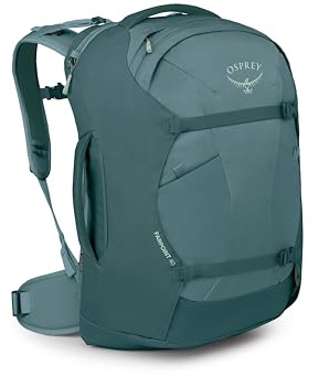 Osprey Farpoint Men's Travel Pack, 40L, Cascade Blue-Torrent Blue | carry on bag, laptop sleeve, personal item, work school travel, carry on travel, flight friendly, toiletry kit, Blue color