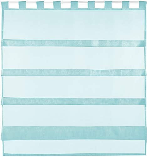 Bestlivings türkise Bistrogardine Transparent mit Schlaufen in 100x110 cm (BxL), in vielen Varianten erhältlich