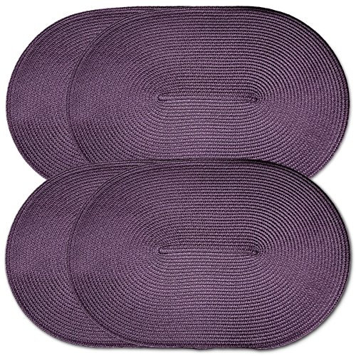 CAIT CHAPMAN HOME COLLECTION Platzdeckchen, oval, geflochten, Polypropylen, Kunststoff, Violett, 4 Stück