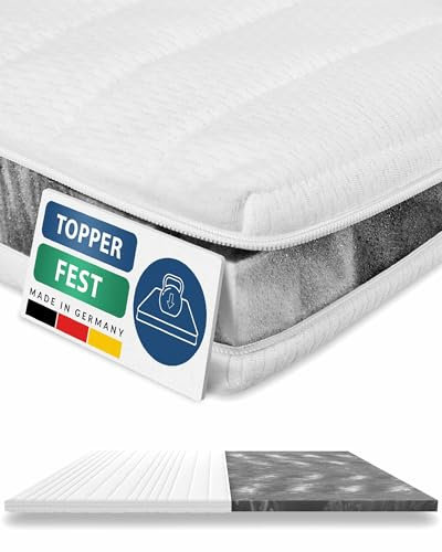 AM Qualitätsmatratzen Topper 100x190cm hart - Made in Germany - Oeko TEX zertifizierter Matratzen Topper 100x190 H4 / H3 für Boxspringbett - Feste Matratzenauflage 100x190 mit wachbarem Bezug