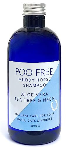 NATÜRLICHES SCHLAMMIGES PFERDESHAMPOO - Mit ALOE VERA,TEEBAUM & NEEM - 250ml - von POO FREE. Konzentriert, Beruhigt, Hydratisiert, Lindert Juckreiz.