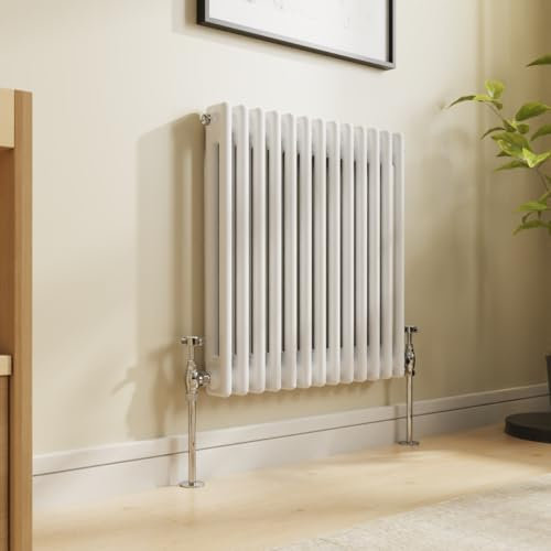 NRG 600x605 Traditional Colosseum Cast Iron Bathroom Radiator Gloss White 2 Panel
