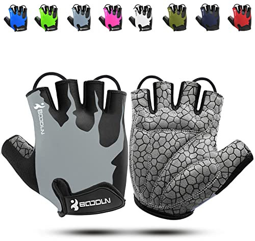 KONVINIT Fahrradhandschuhe Herren Sommer Halbfinger MTB Handschuhe,Radhandschuhe für Mountainbike/Rennrad,Fahrrad Handschuhe Freizeit Herren und Damen,Grey M