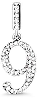 GNOCE Nummer Charme Nummer Thema Perle 925 Sterling Silber Anhänger Passend Armband Halskette Frauen Männer Mädchen Jungen Geschenke (Neun)