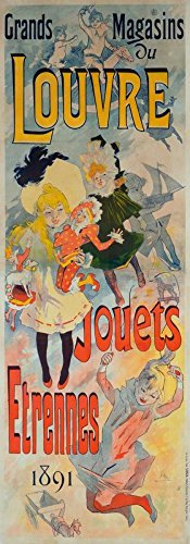 Feeling at home LEINWANDDRUCK im SCHATTENFUGENRAHMEN Grands Magasins du Louvre/Jouets, Etrennes 1891 Cheret Jules - Kinderkunst vertikale Kunstbilder im Holzrahmen cm_155_X_52