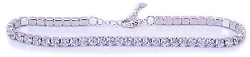 Remo Gammella Gioielli Bracciale Uomo Donna Tennis Argento 925 zirconi taglio brillante diamante da 3 mm colori Bianco, Nero, Rosso, Verde, Blu, Acquamarina e Rosa regolabili (Bianco)