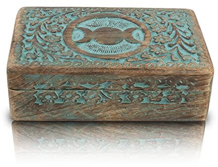 Tolle Geburtstagsgeschenkideen, handgefertigt, dekoratives Schmuckkästchen aus Holz, Schmuck-Organizer, Andenken-Box, Schatztruhe, Schmuckhalter, Uhrenbox, Aufbewahrungsbox, Einzug, Frauen (Blue)