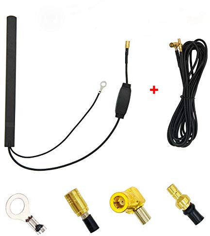 Vecys DAB DAB + Car Antenna DAB Patch Antenna SMB Adapter Glass Mount Antenna RG174 Cable 3M 9.8ft Compatible with Dab Car Radio