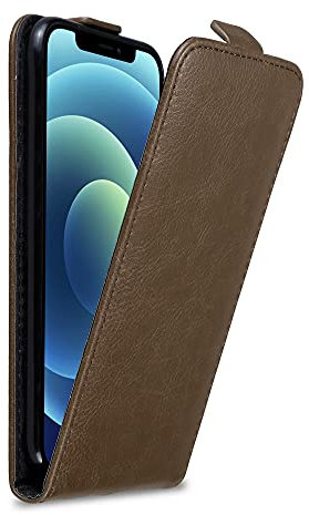 cadorabo Case compatible with Apple iPhone 12 / iPhone 12 PRO in COFFEE BROWN - Flip Style Case with Magnetic Closure - Wallet Etui Cover Pouch PU Leather Flip
