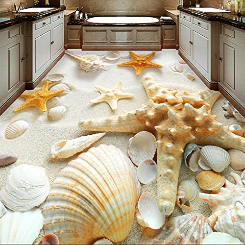 HGFHGD 3D bodenfliesen wandbild tapete Moderne Strand Muschel Fototapete Aufkleber Bad Wohnzimmer PVC wasserdichte Boden wandbild
