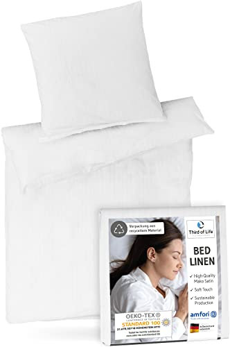 Bettwäsche 135x200 aus 100% hochwertiger Mako-Satin Baumwolle | Oekotex Zertifiziert | Superweich und Flauschig | Designed in Germany, Bezug Bettdecke 135 x 200 & Kissen 80x80 cm, 60 Grad waschbar