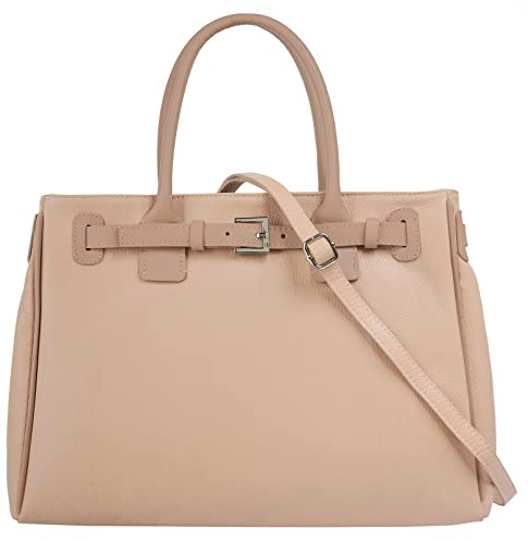 Cluty Handtasche Echt Leder Damen Made in Italy | geräumige Shopper | elegante Umhängetasche mit Schnalle