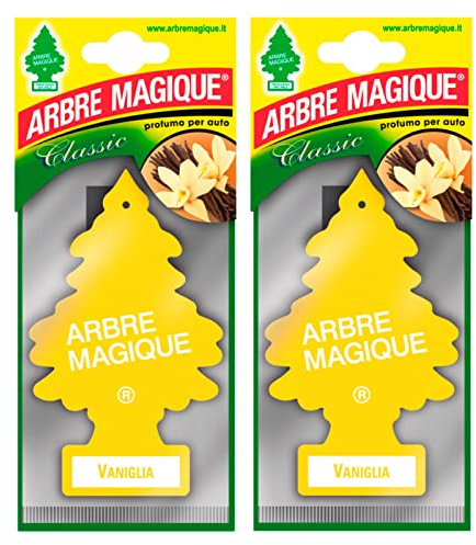 Arbre Magique Mono, Car Air Freshener, Vanilla Fragrance, Sweet and Tropical Fragrance, Duration up to 7 Weeks Made in Italy, Pack of 2