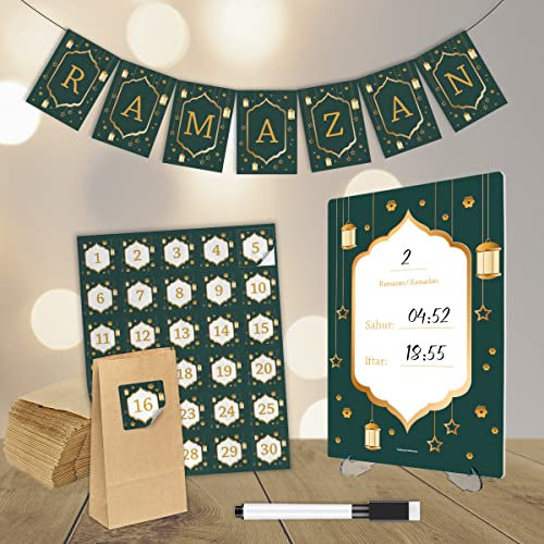 Happy Print Store Ramadan Kalender und Deko Set “Grün” (70-teilig)