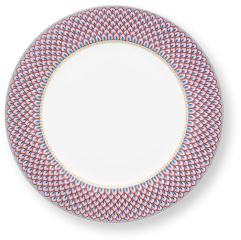 PIP STUDIO 51001286 Flower Fest. Scallop Teller LightBlue/red 26,5cm (1 Stück)