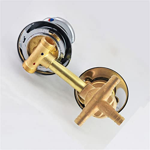 Mitigeur Cabine De Douche, 2/3/4/5 Voies Sortie Robinet Cabine de Douche D'eau Filetage/intubation, Filetage À Vis en Laiton Eau Froide Et Chaude, Ronde Bouton Poignée (Intubation3way10cm)