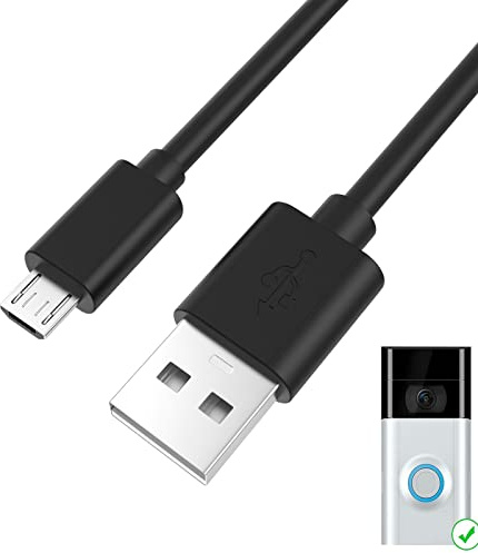 Tobysome Replacement Ring Video Doorbell Charge Charging Cable Cord Compatible with Video Doorbell (2020 Release) 2/3/3 Plus/4,Peephole Cam,Doorbell 2 3 Camera Battery USB Charging Cable -6.6FT