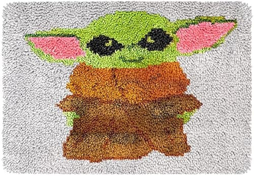ROCKY&CHAO Knüpfteppich-Set, DIY-Knüpfhaken,Teppichherstellungsset für Erwachsene und Kinder, Kreuzstich-Set, Teppichherstellung, Kissen Handarbeit für Anfänger, Heimdekoration, 50 * 38 cm