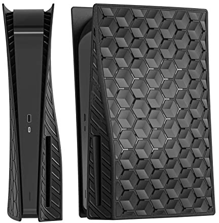 Cubierta de placas faciales, paneles de carcasa para consola PS5 Disc Edition, accesorios Playstation 5, placa frontal protectora, placa de repuesto, a prueba de polvo, antiarañazos (negro celular)