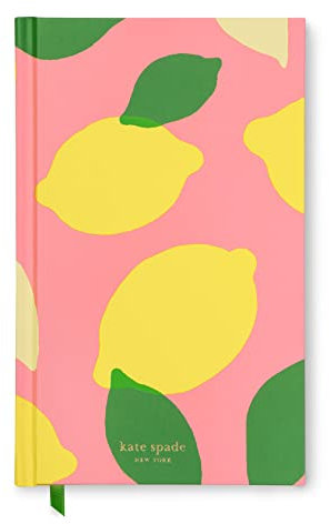 kate spade new york Pink Journal Notebook, 8.25 x 5.25 Hardcover Journal with 200 Lined Pages, Lemon Toss
