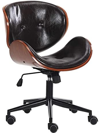 FLBT Chaise de Bureau Bureau et Chaise en placage de Noyer Chaise d'ordinateur Chaise de Jeu en Cuir PU Ascenseur Chaise de Travail pivotante (Couleur : Noir) Needed