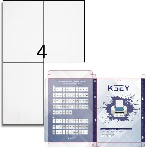 Etiketten selbstklebend, 100 Blatt, weiß, bedruckbar, Universal Klebeetiketten, DIN A4 (105x148mm)