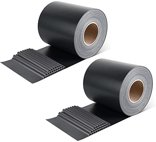 Sekey Sichtschutzstreifen für doppelstabmatten Blickdicht 2er Set- 19 cm x 50 m- Doppelstabmattenzaun Sichtschutz - 26 Befestigungsclips, Anti-UV Wetterfest und Anti-Fading Windschutz - Anthrazit