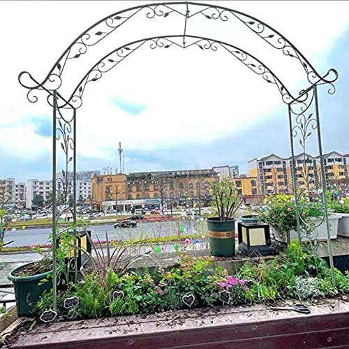 Gartenbogen aus Metall, wetterfest, Rosenbögen, Gartenlaube, Eingangsbogen für Verschiedene Kletterpflanzen, Hochzeitsbogen, Pergola-Spalier-Torbogen, freistehend/Rost, Grün