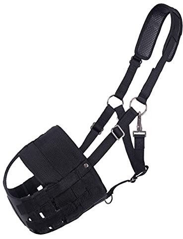 NETPROSHOP Fressbremse Beweidungsmaske mit Nasenlöchern Shetty Pony Cob Full XLFull, Groesse:Cob, Farbe:Schwarz