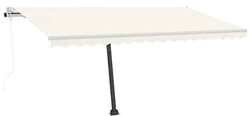 Tidyard Standmarkise Automatisch Markise Sonnenmarkise Balkonmarkise Gelenkarmmarkise Terrasse Balkon 450 x 300 cm (B x H) Pulverbeschichtetes Aluminium,Polyestergewebe mit PU-Beschichtung Creme