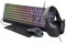 Trust Gaming GXT 792 Quadrox 4-in-1 Gaming Keyboard and Mouse Set, QWERTY UK, Lightweight Headset with Microphone, Mouse Mat, Gaming PC Bundle, RGB Gamer Set for Computer, Laptop, Desktop - Black