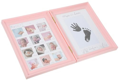 PRETYZOOM Neugeborenen Fotorahmen aus Kunststoff und Karton mit Abdruck Satz für Babyfußabdruck und Handabdruck als Geschenk zur Geburt oder Geburtstag