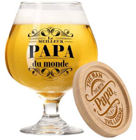 PRSTENLY Verres à Bière et Montagnes Russes en Bambou - Cadeau Papa pour Noël, Anniversaire, Naissance, Fête Des Pères - Idée Originale De Fille ou Fils