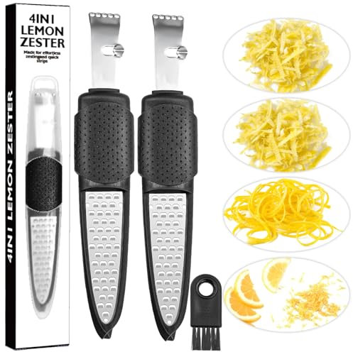 ELNLE Zesteur Agrumes Professionnel Eplucheur de Zeste de Citron en Acier Inoxydable Zesteur Râpe pour Cuisine, Bar, Citron