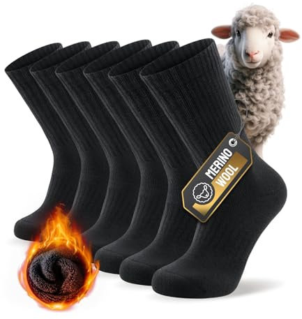 PULIOU Merino Wool Walking Socks for Men Women Cushioned Anti Blister Wicking Hiking Socks for Running, Work, Trekking and Outdoor Sports, 3 Pairs