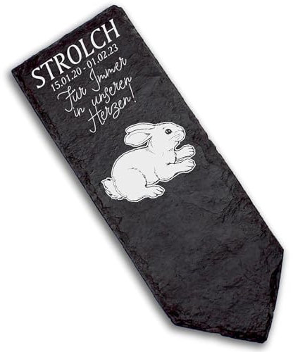 DEKOLANDO Grabstecker Grabschmuck Grabstein - sitzender Hase - Personalisiert Grab Deko 22x8 Grabdekoration