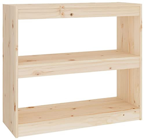 Bücherregal mit Stauraum, Standregal, Multifunktional Wohnzimmer Regal, Aufbewahrungsregal, Bodenstehendes, Büroregal, Raumteiler 80x30x71,5 cm Massivholz Kiefer