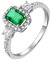 Beydodo Frauen Ringe Weißgold 585, Trauringe Halo mit 1ct Smaragd Hochzeit Ring Damen Nickelfrei Gr.63 (20.1)