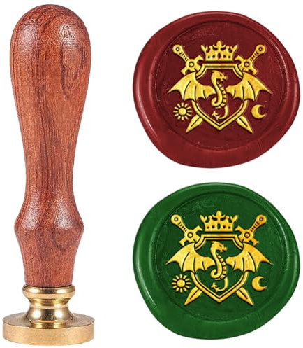 DELORIGIN 25mm Abzeichen Drachenwachs Siegelstempel Retro Siegelstempel Abnehmbarer Messingkopf Siegelstempel Personalisiert Wachssiegel Für Umschläge Grußkarten Briefe Hochzeitseinladungen Geschenke
