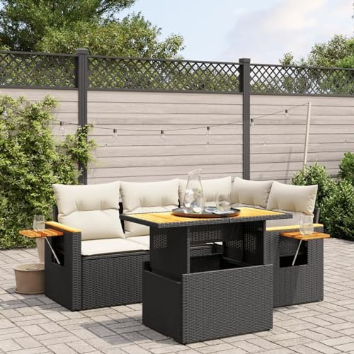 Amorsee Balkon Lounge Klein Verstellbare Tischplatte Balkon Sofa Rattan Gartensofa Gartenlounge Ecklounge Ecksofa Lounge Möbel Outdoor Loungemöbel Balkonsofa Gartenmöbel Balkonmöbel