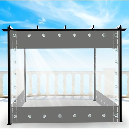 Panneaux Latéraux de Bâche Transparents pour Tonnelle - Rideau en PVC 0.5mm avec Œillets, Protection Imperméable pour Terrasse, Garage, Pergola, Porche - Hauteur x Longueur