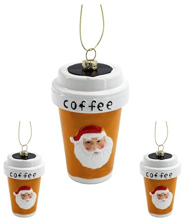 M.Kritzinger's Kunststoff Weihnachtskugeln, Kaffeebecher-Design, 10 cm, Set mit 3 Stück